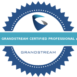 Insignia oficial de Grandstream Certified Professional, garantizando que el equipo técnico de Vorak cuenta con certificación oficial para la implementación y soporte de telefonía IP corporativa.