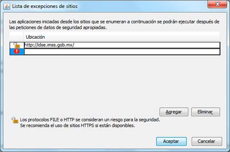 IDSE en exclusiones de Java