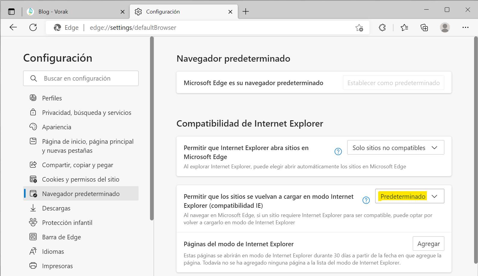 Edge compatibilidad de IE