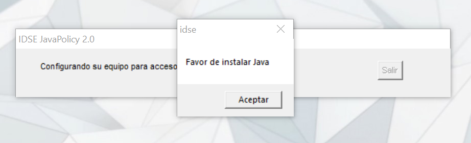 JavaPolicy solicita instalar Java primero